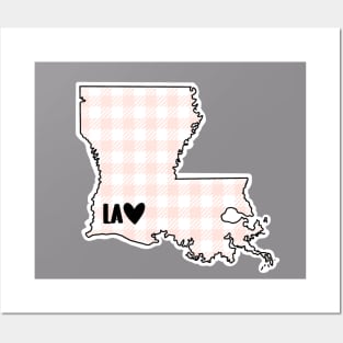 USA States: Louisiana (pink plaid) Posters and Art